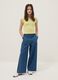 Girls' wide leg pure cotton blue denim trousers_0
