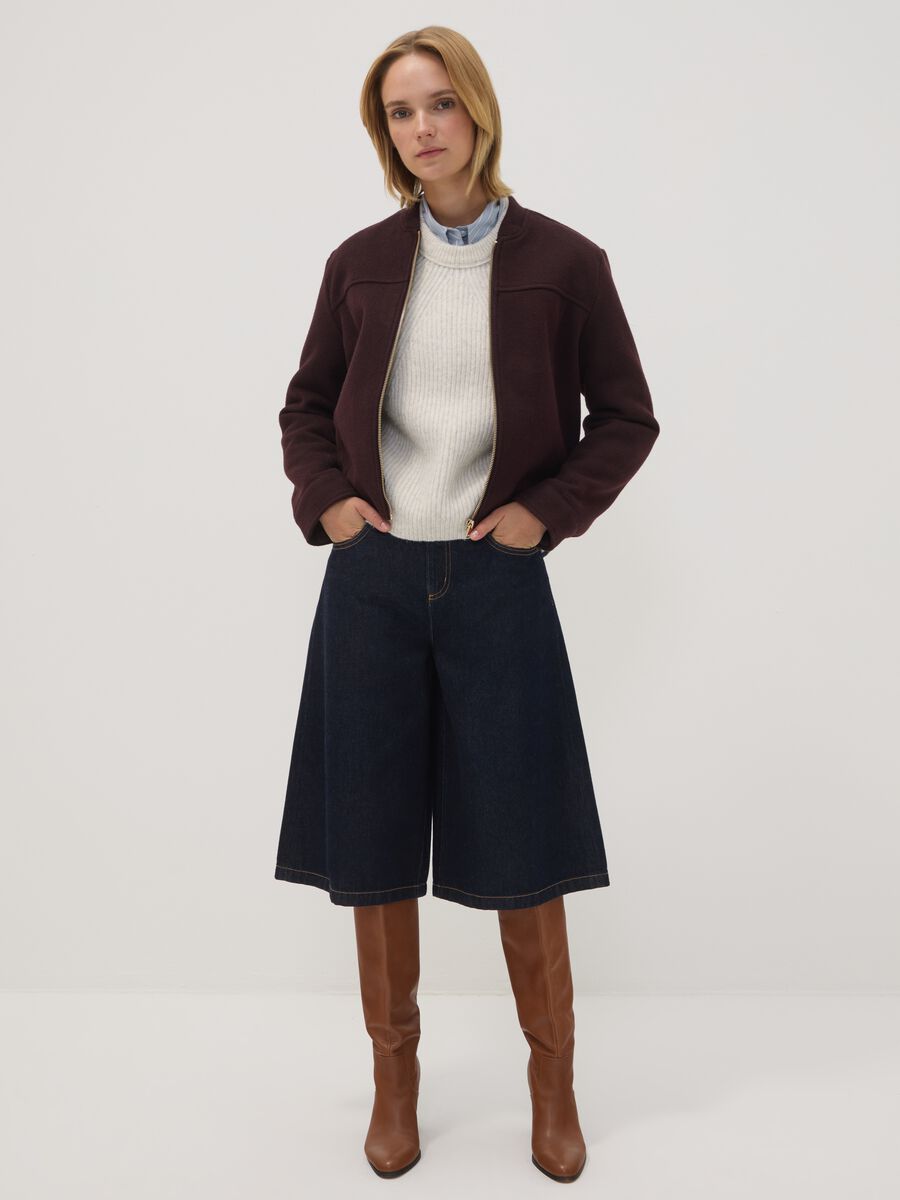 Burgundy purple regular-fit jacket with zip_1