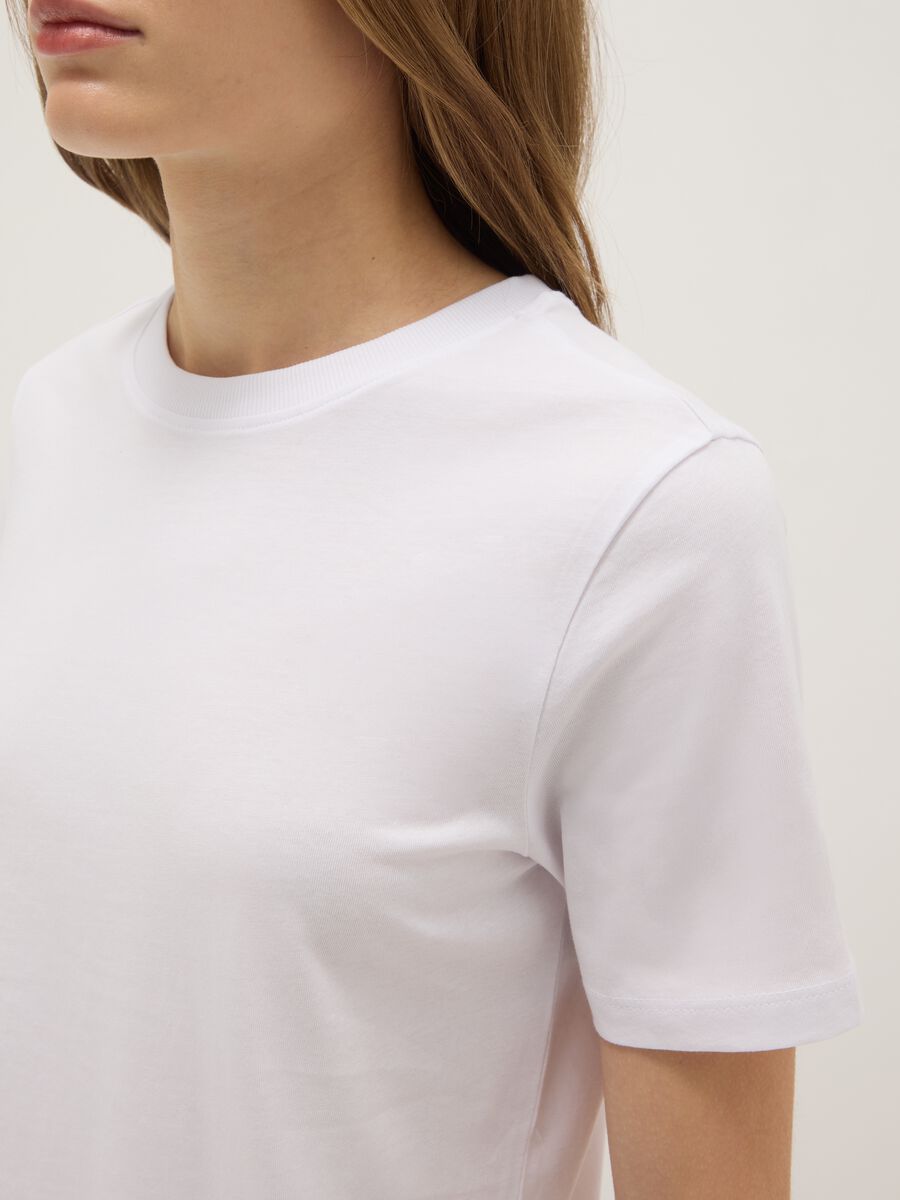 White pure cotton regular fit T-shirt_3