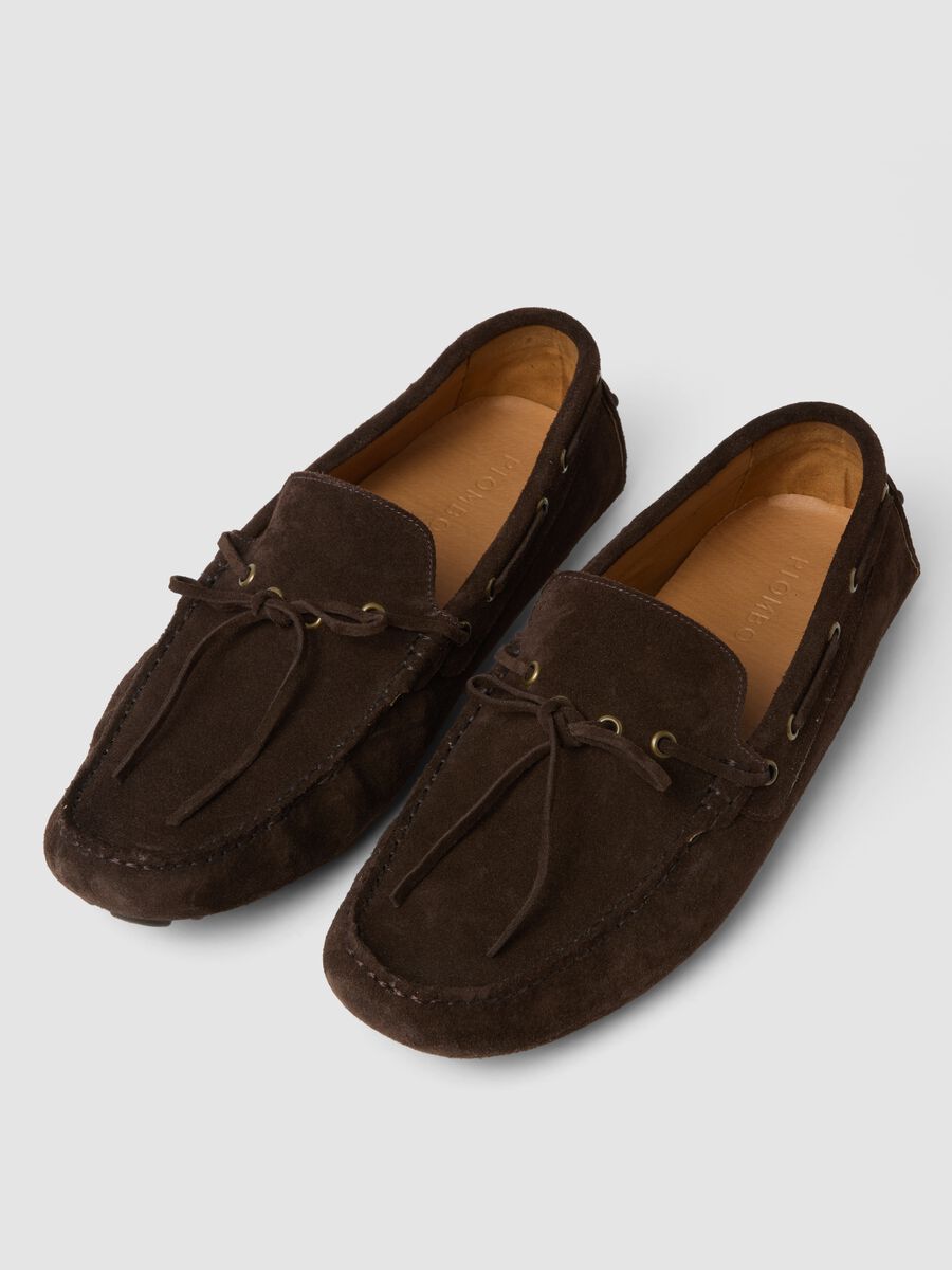 Brown genuine leather moccasins with non-slip sole_2
