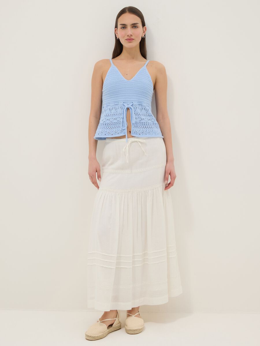 Hellblaues Regular-Fit-Top aus reiner Baumwolle mit Ajour-Struktur_1