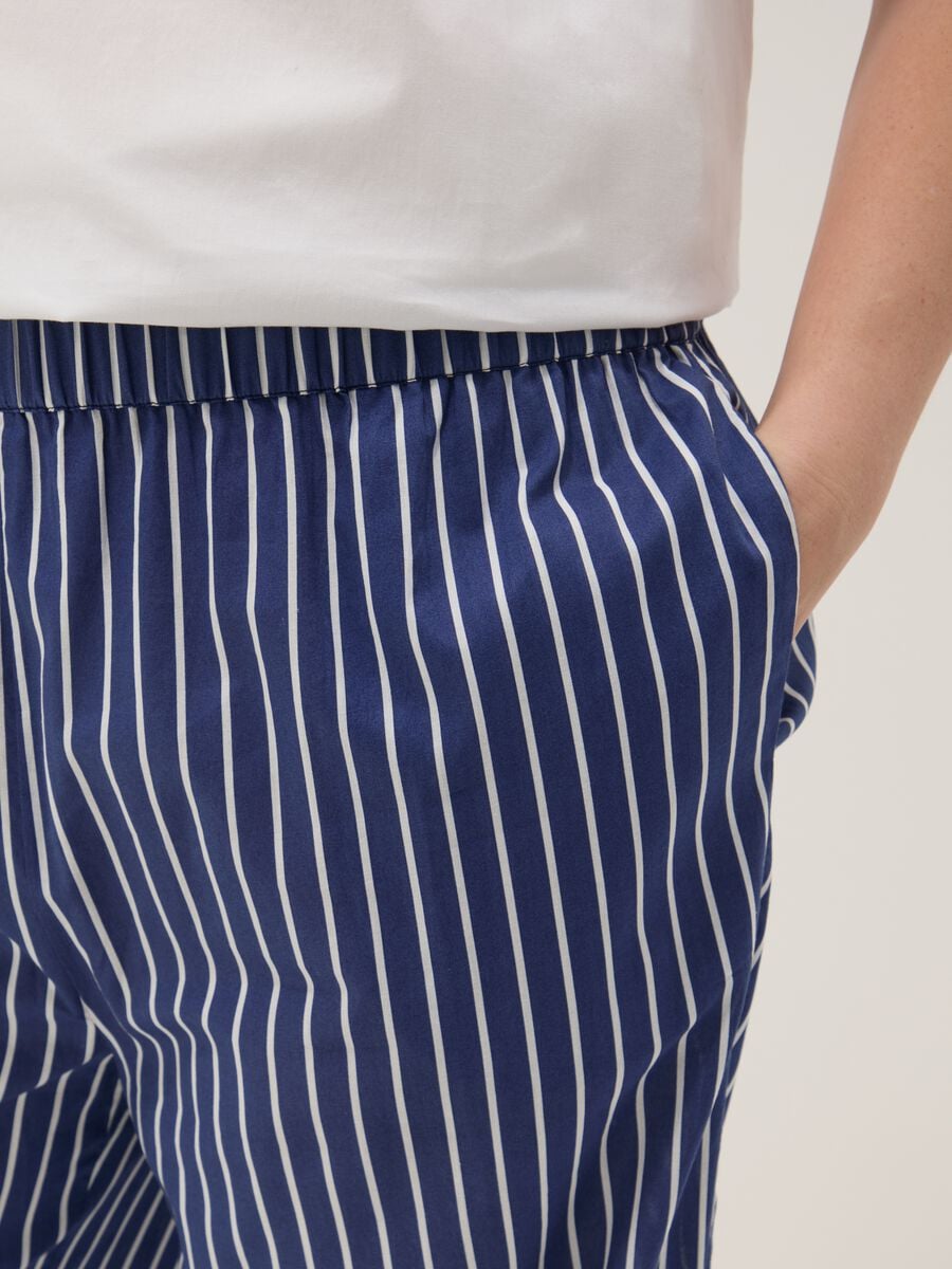 Blue striped pure cotton trousers_3