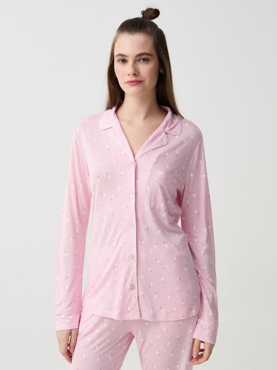 Viscose pyjama top with hearts pattern_0