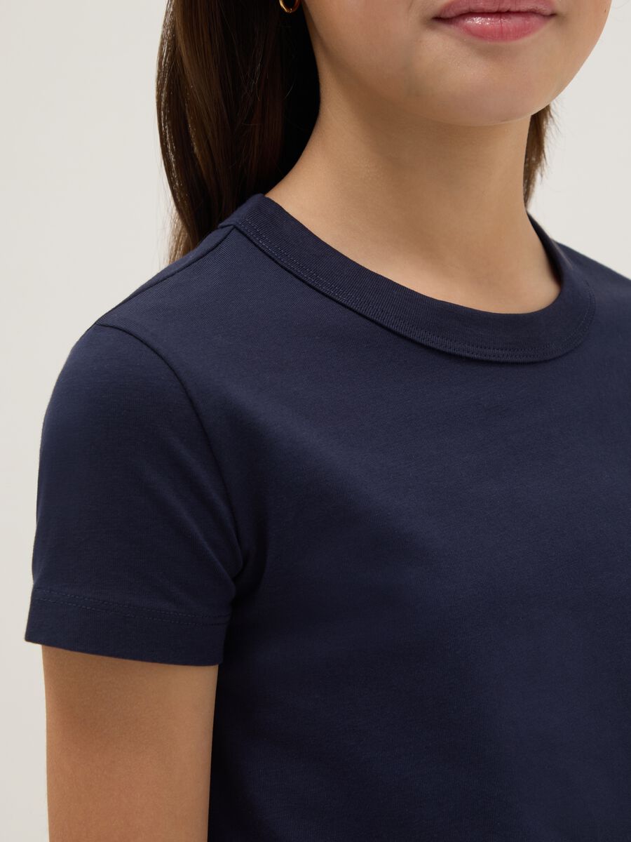 Girls' blue cotton blend T-shirt regular fit_2