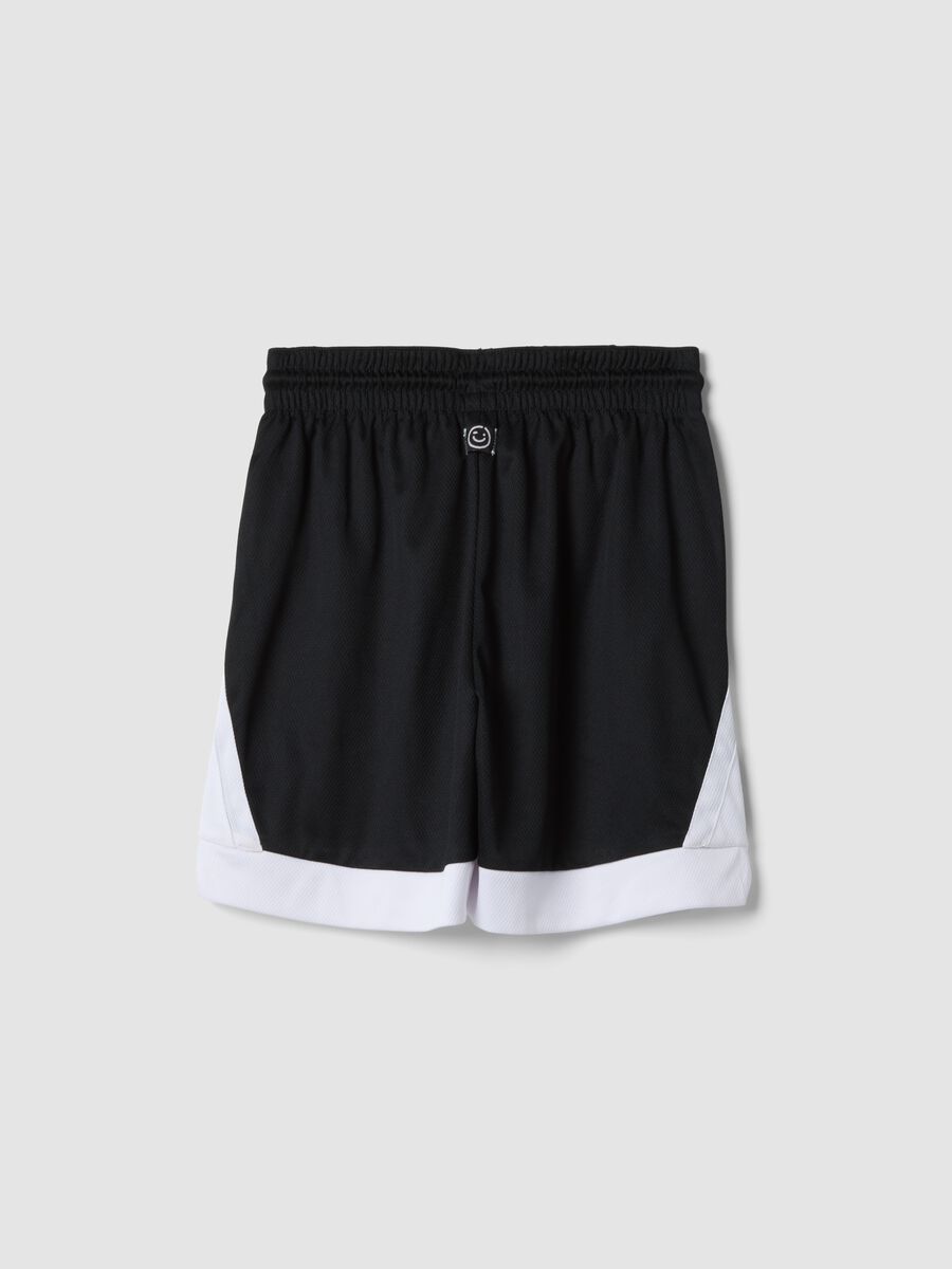 Black sporty shorts with white inserts_1