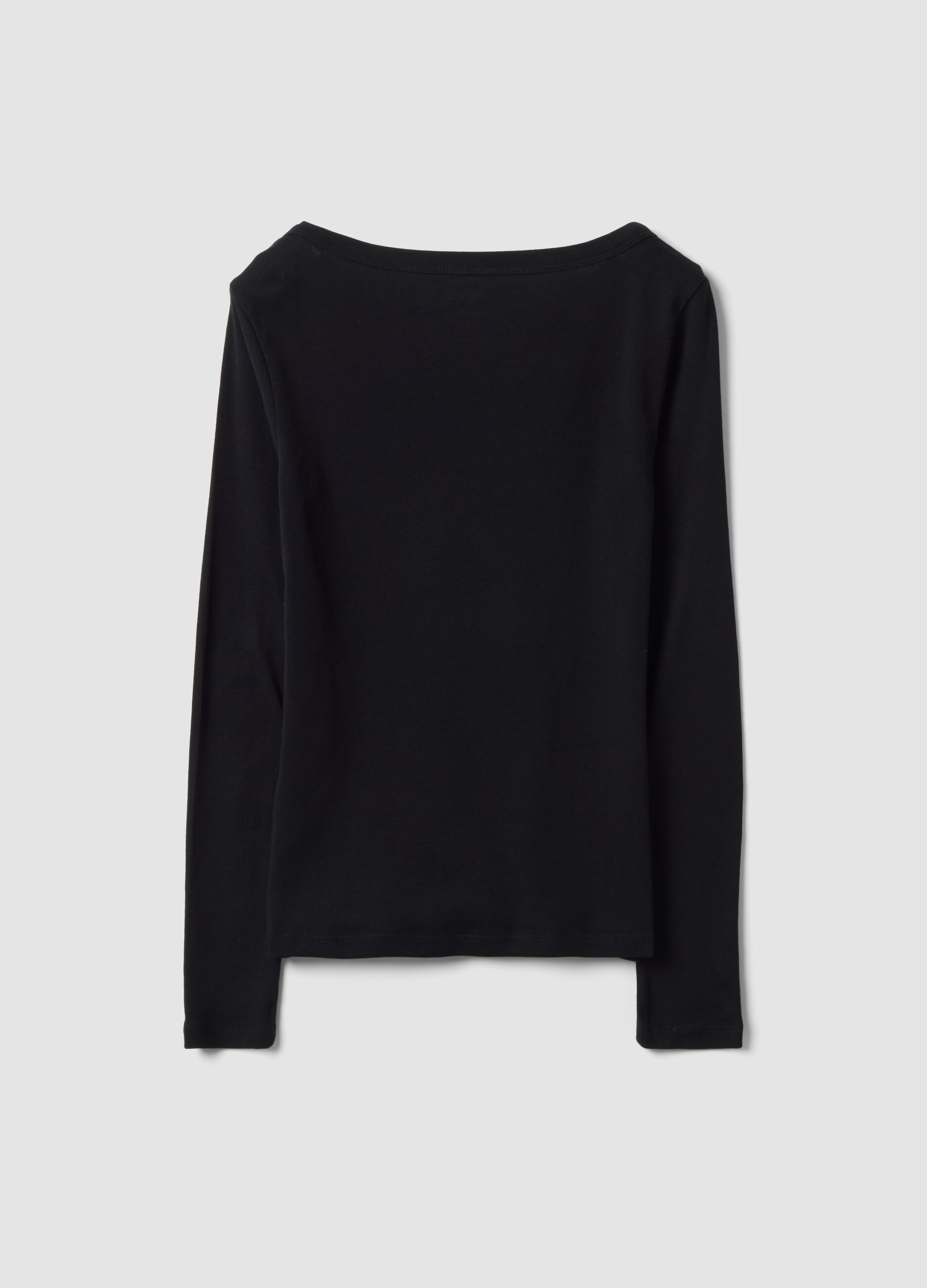 T-shirt nera in puro cotone con girocollo regular fit