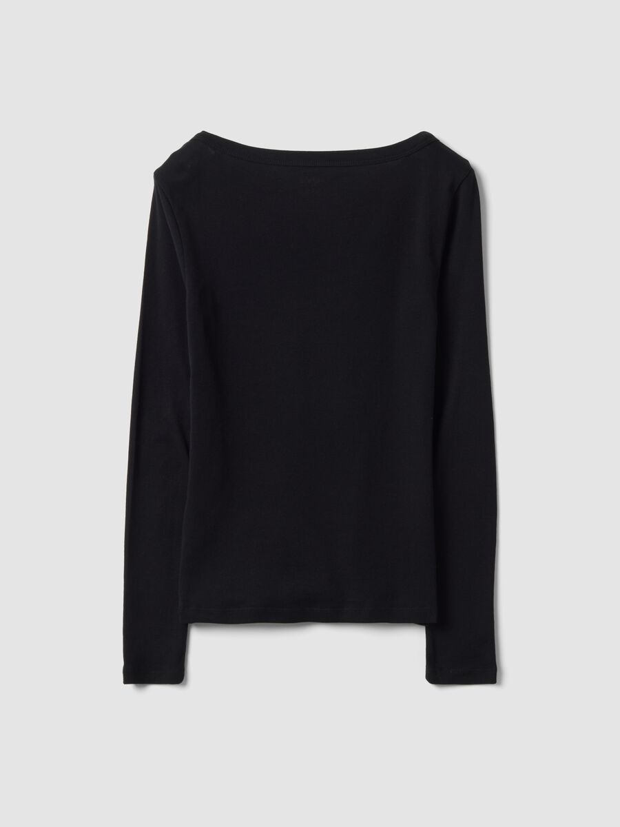 T-shirt nera in puro cotone con girocollo regular fit_6