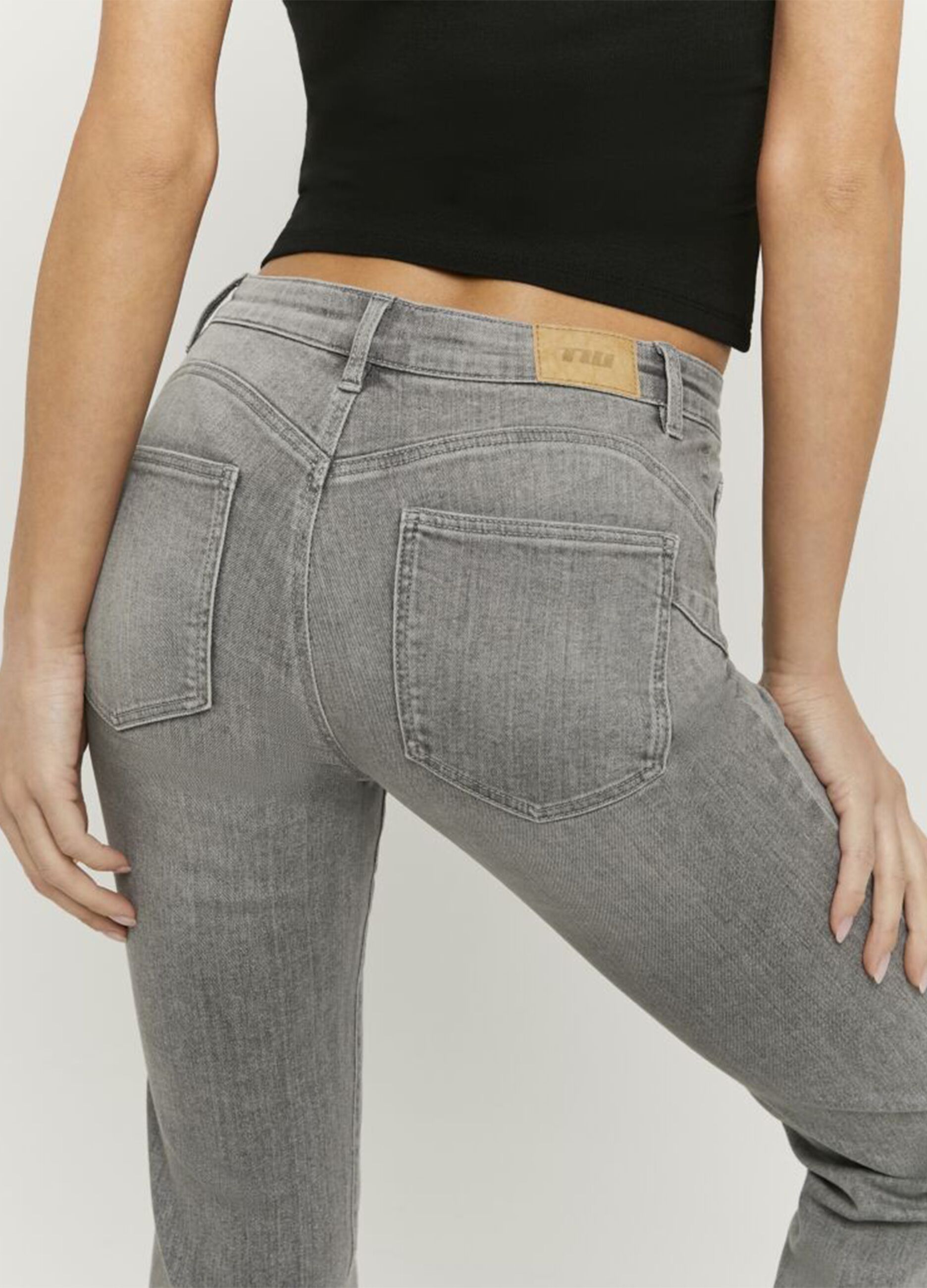 Grey stretch-cotton flared-leg jeans