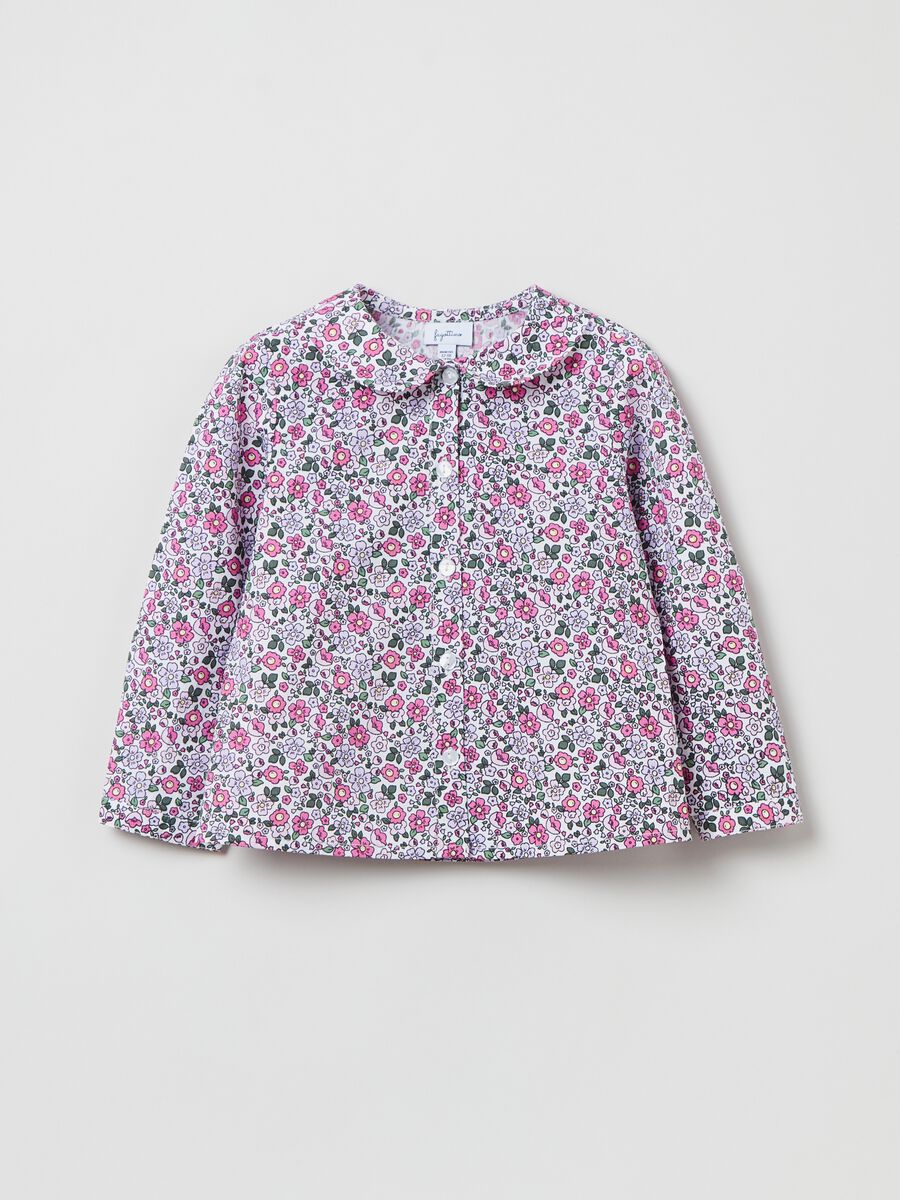 Poplin shirt with floral pattern_0