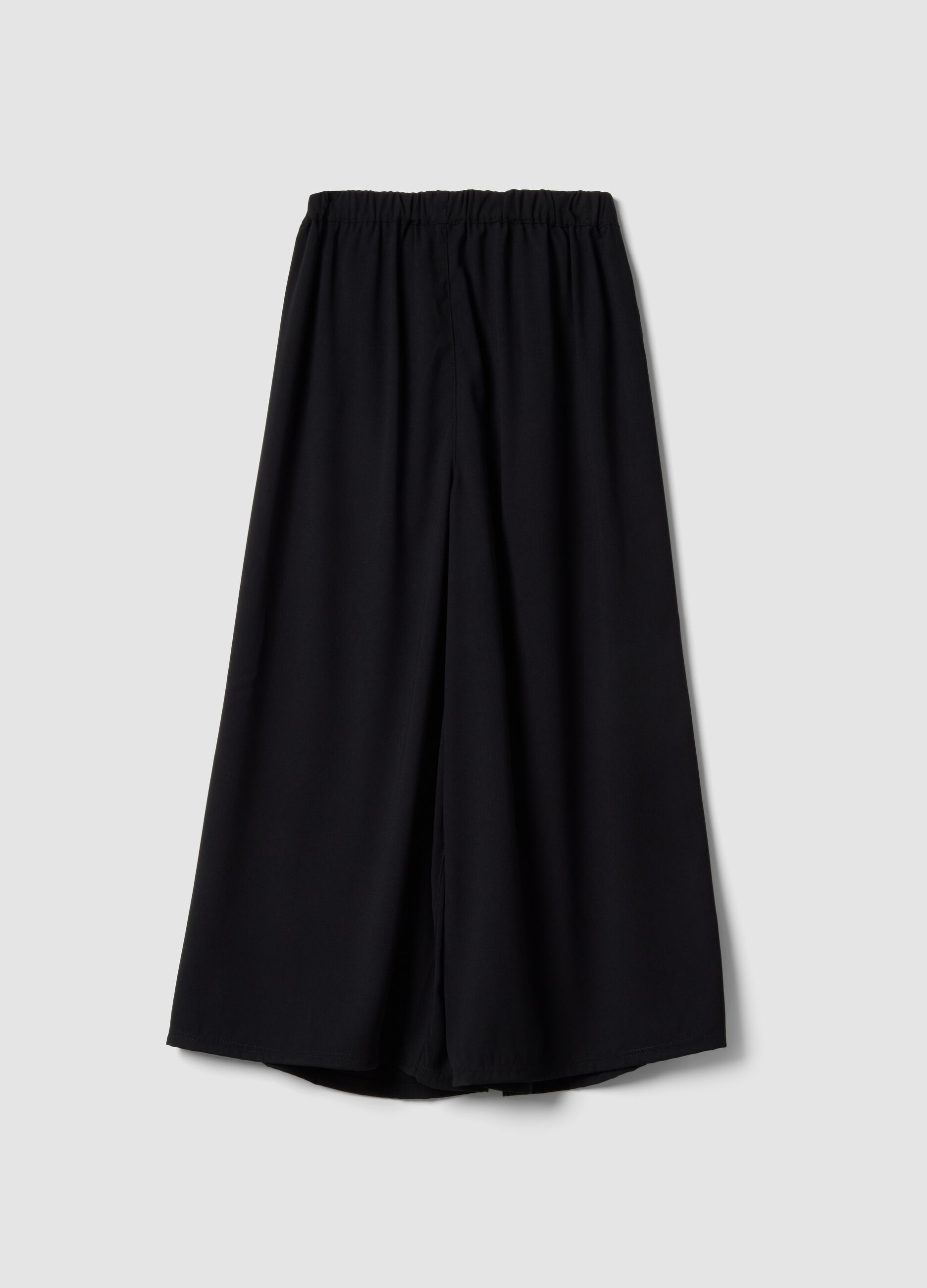 Girls' black pure cotton wide leg trousers