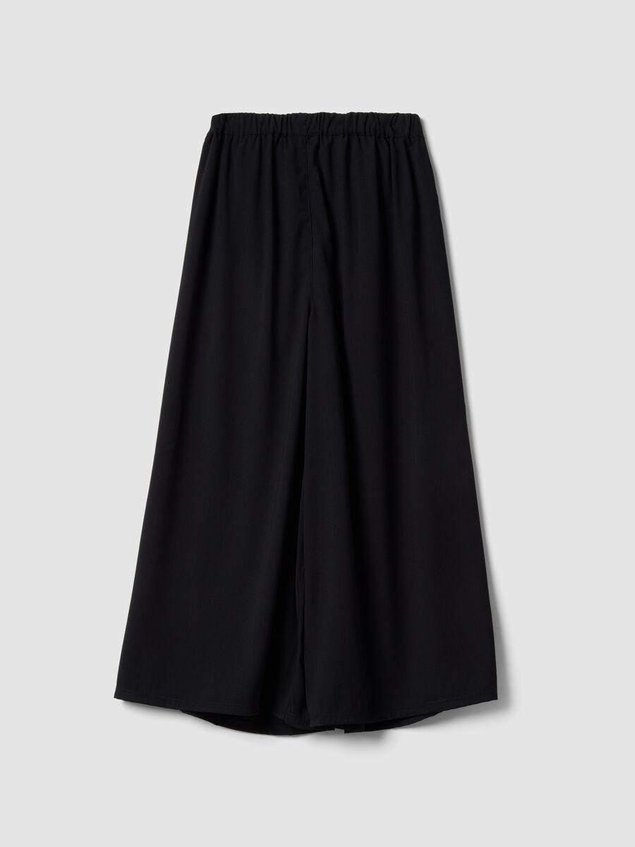 Girls' black pure cotton wide leg trousers_4