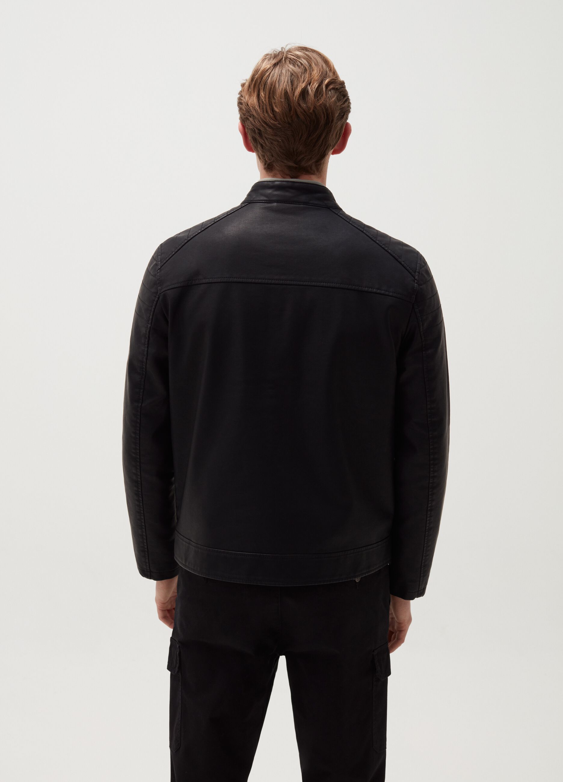 Full-zip jacket with quilted shoulders