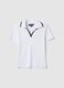 White stretch cotton regular fit polo shirt with contrasting collar_4