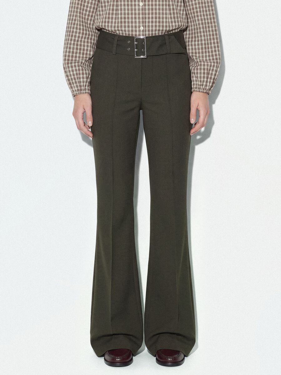 Pantaloni verdi in viscosa elasticizzata slim fit_1