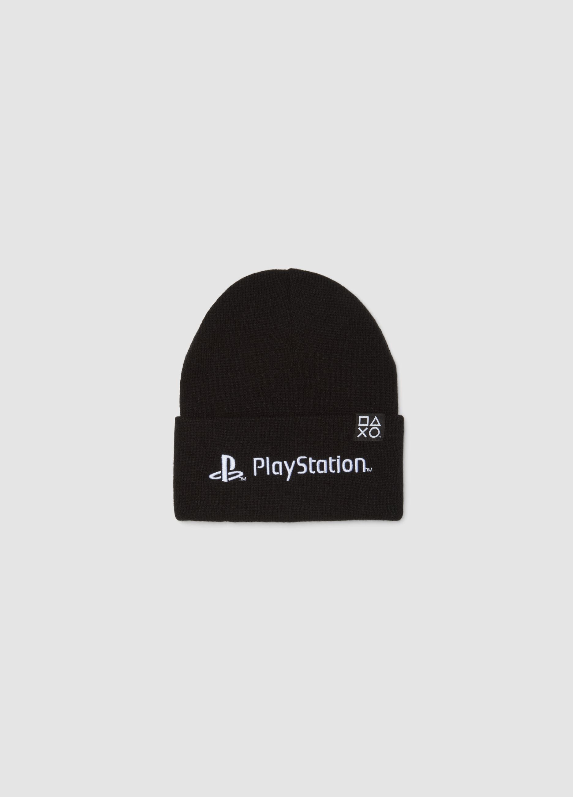 Cappello nero con risvolto e ricamo Playstation