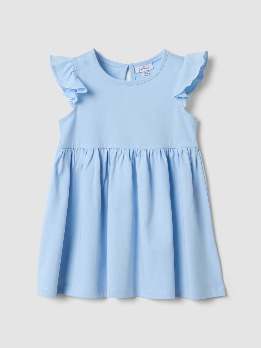 Light blue pure cotton baby girl dress, regular fit with ruffles_0
