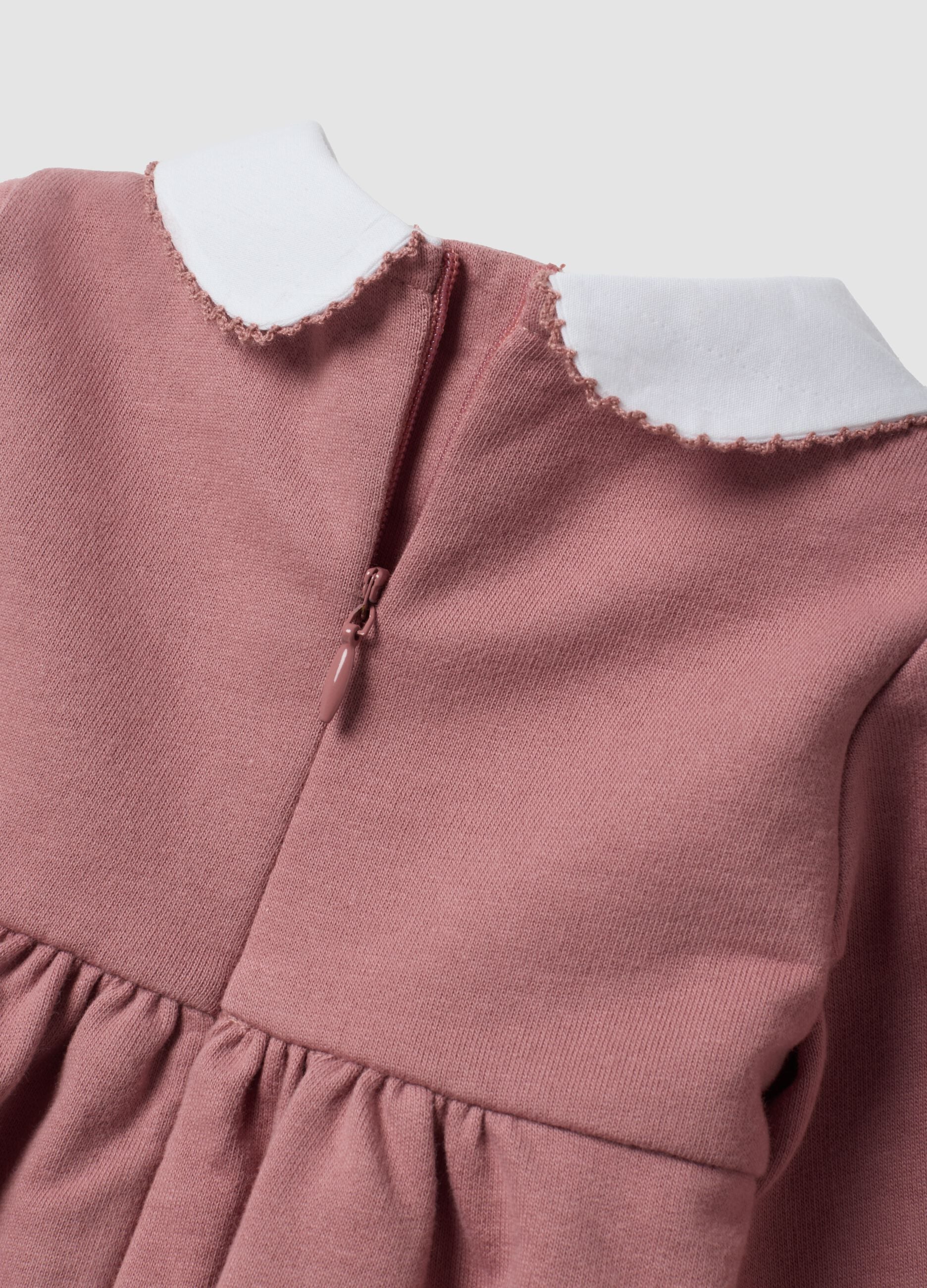 Vestido rosa em algod&atilde;o org&acirc;nico puro com bordado Aristogatos para beb&eacute; menina