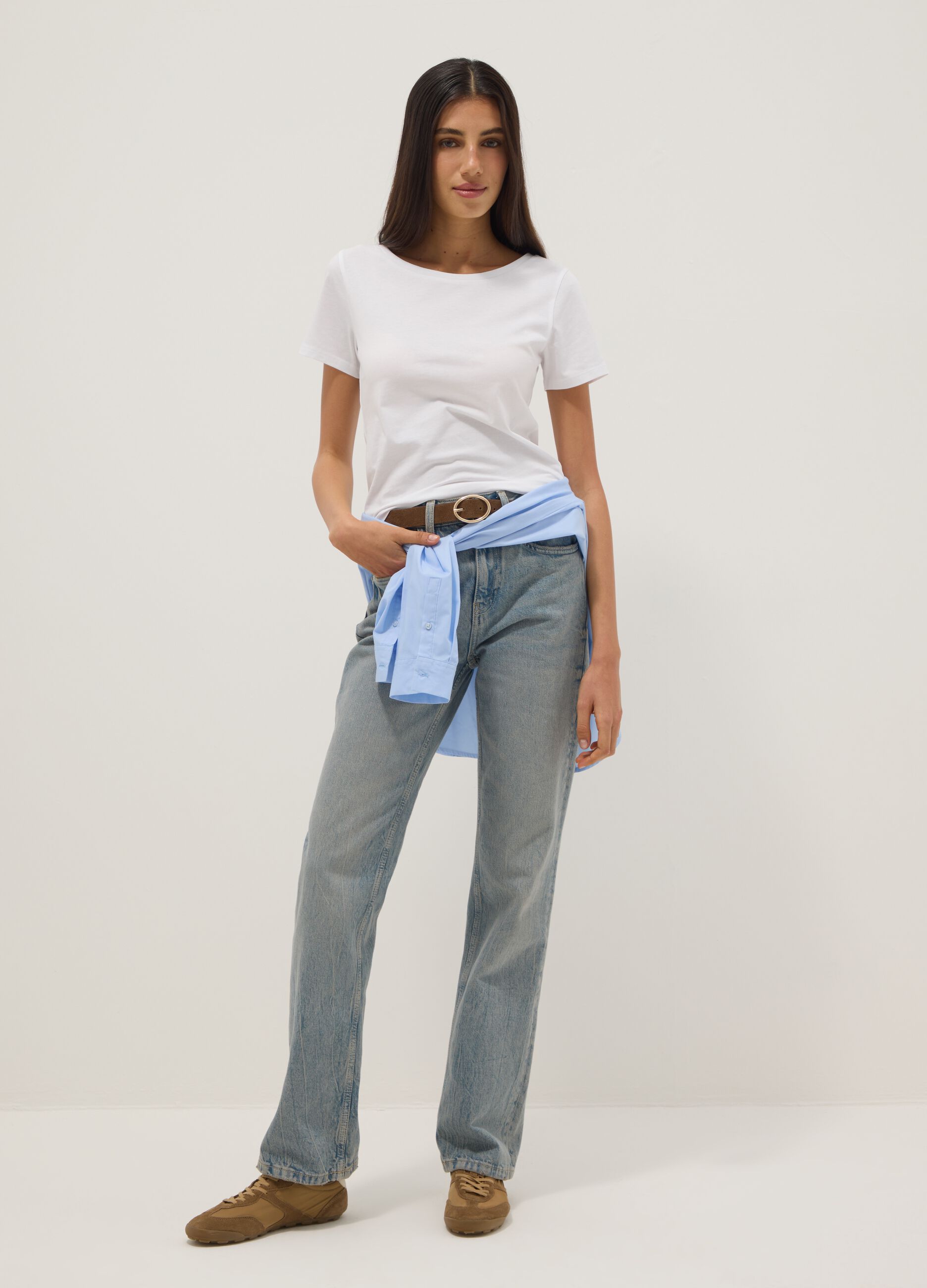 White pure cotton short-sleeved T-shirt