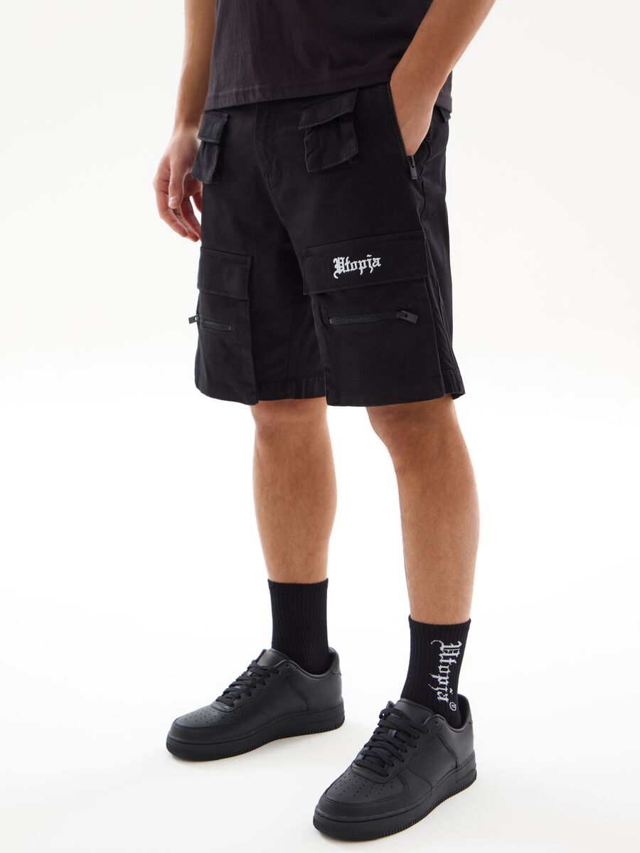 UTOPJA FOR THE SEA BEYOND cargo Bermuda shorts with logo embroidery_1