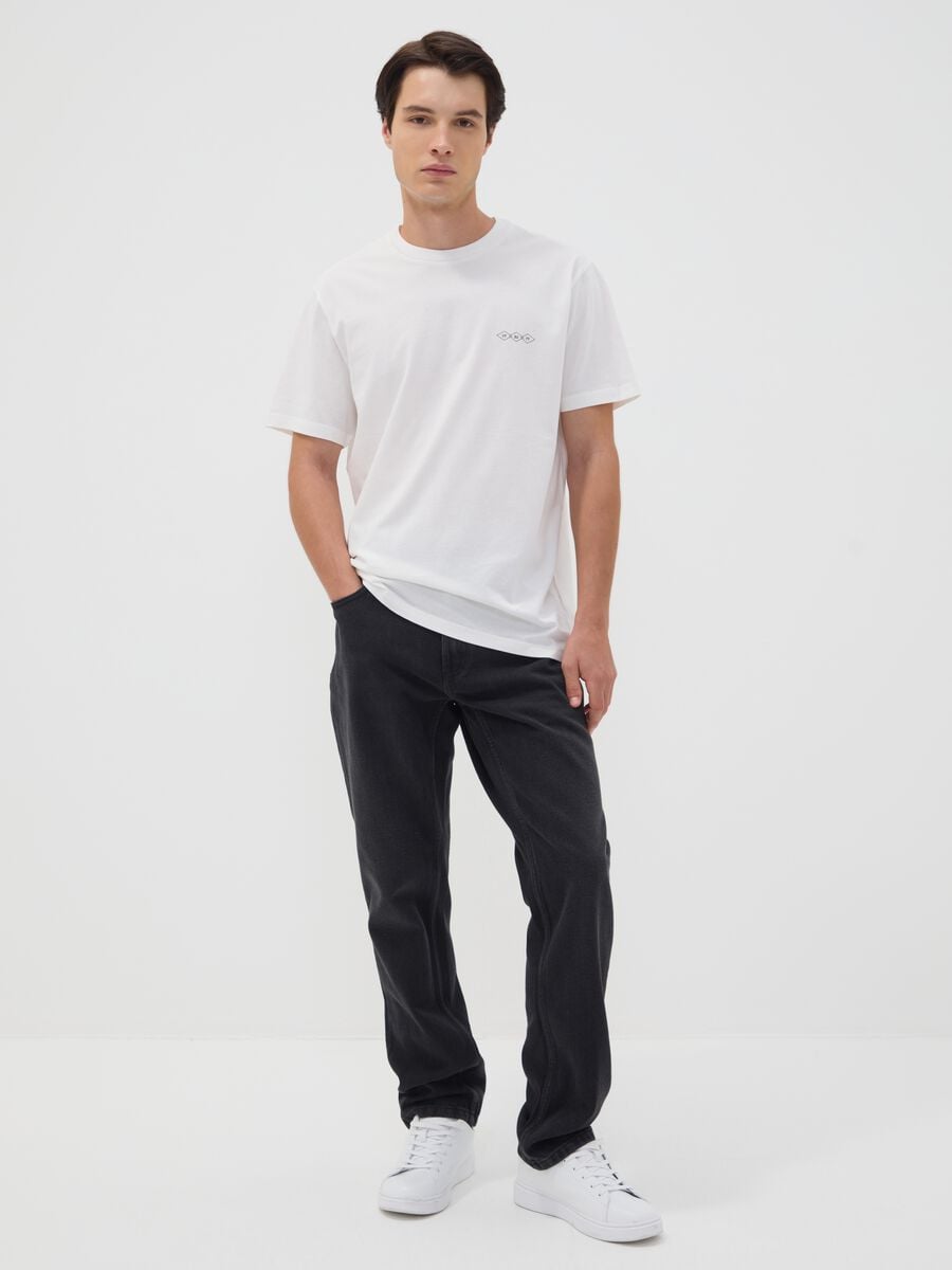 White pure cotton jersey T-shirt with graphic print, regular fit_1