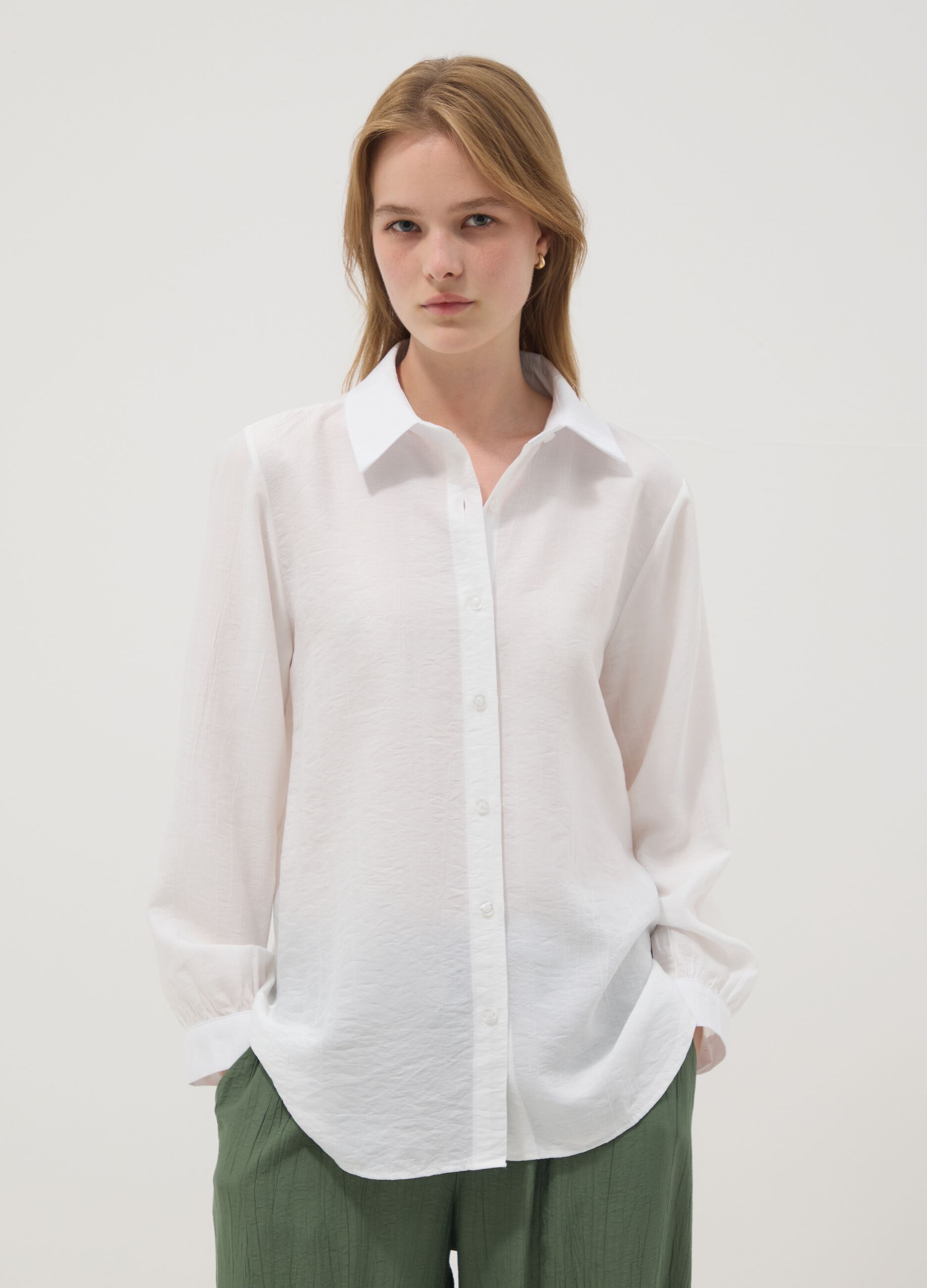White viscose-blend shirt