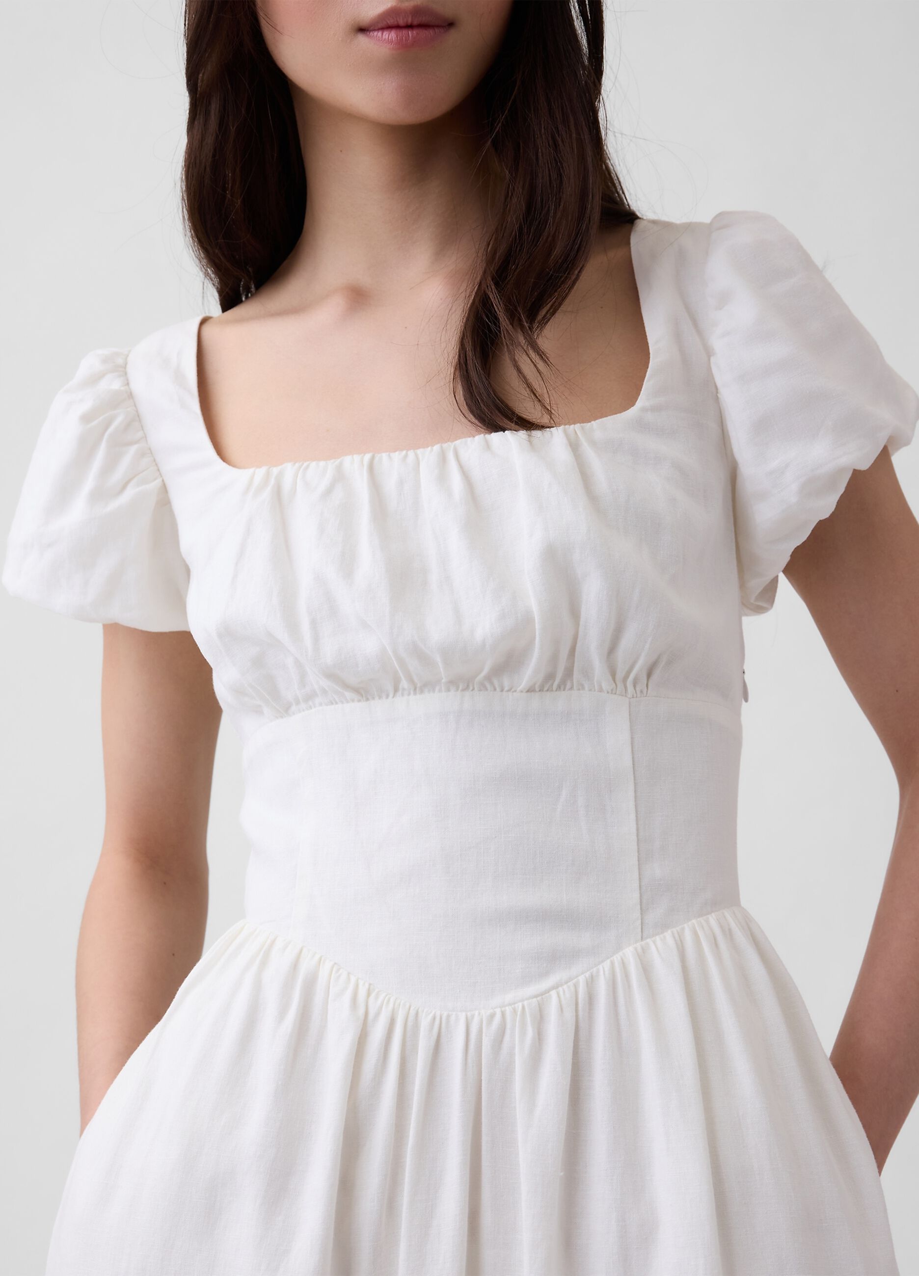 Linen-blend midi dress