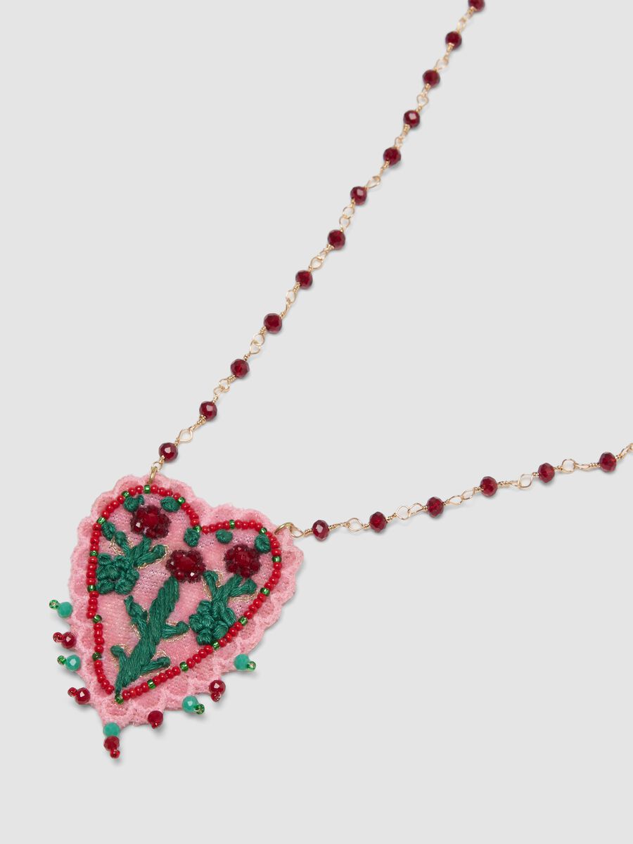 Rosa Halskette mit besticktem Herzanh&auml;nger_1