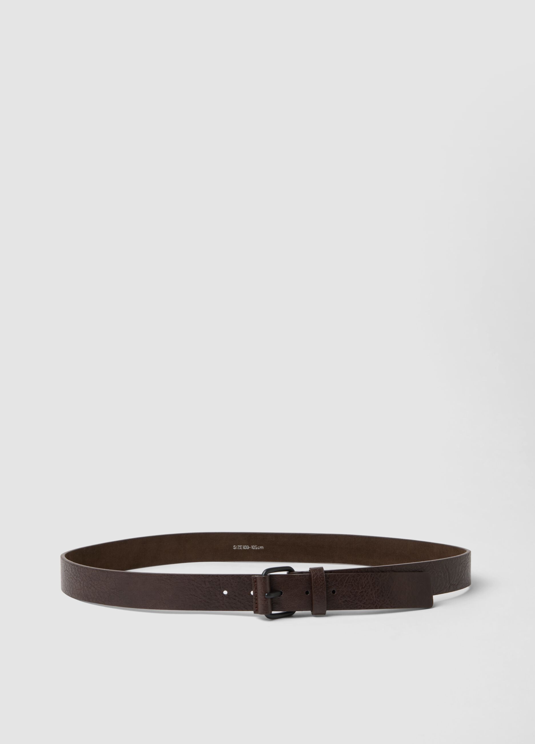 Brown belt with square metal buckle