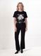 Black pure cotton T-shirt with floral print, regular fit_1