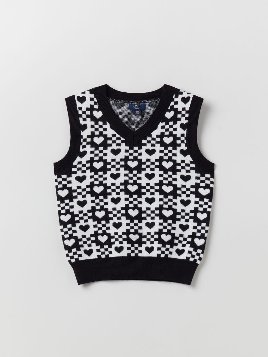 Chequered waistcoat with jacquard hearts_0
