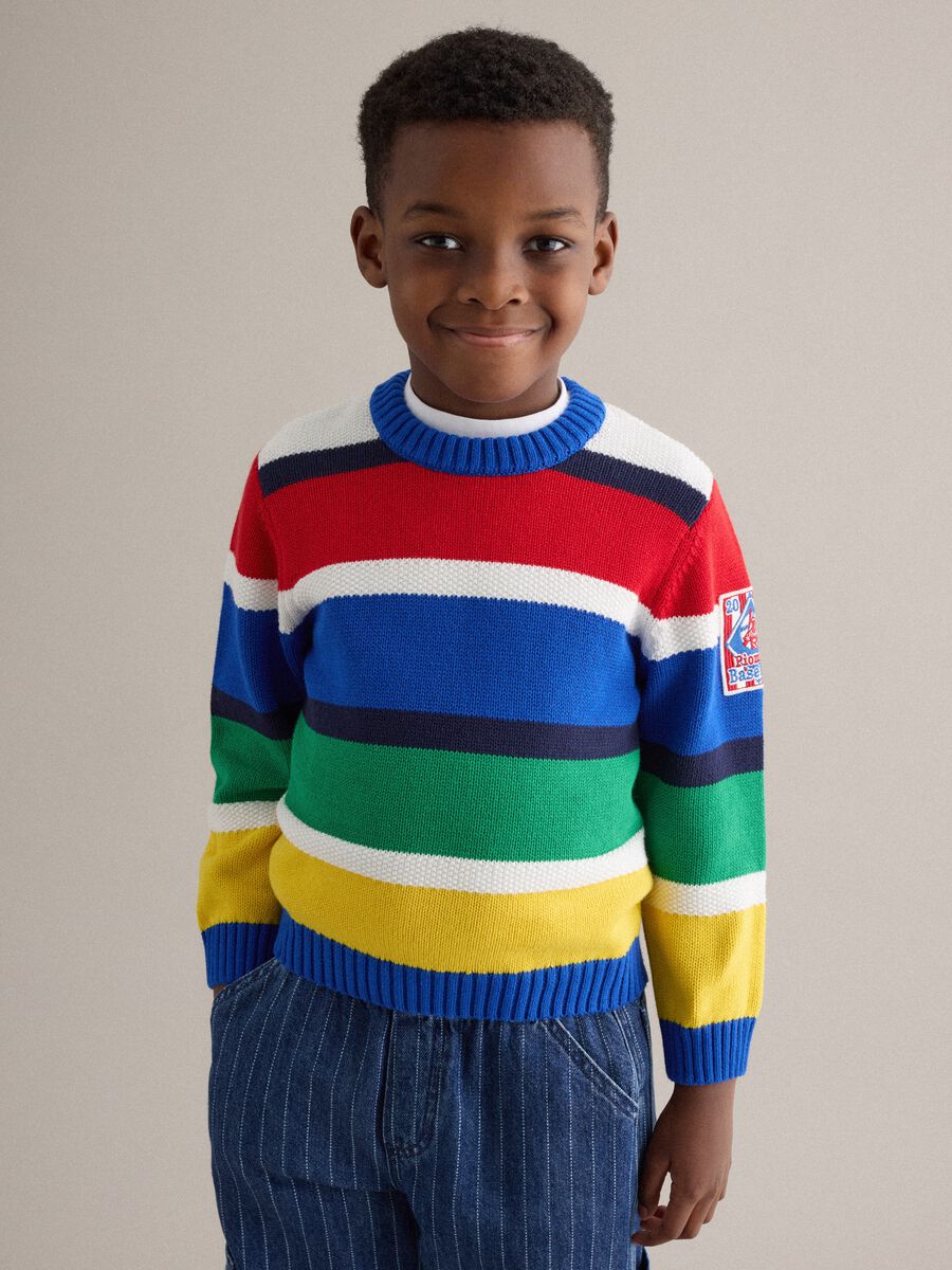 Multicolour striped pure cotton sweater for children regular fit_0