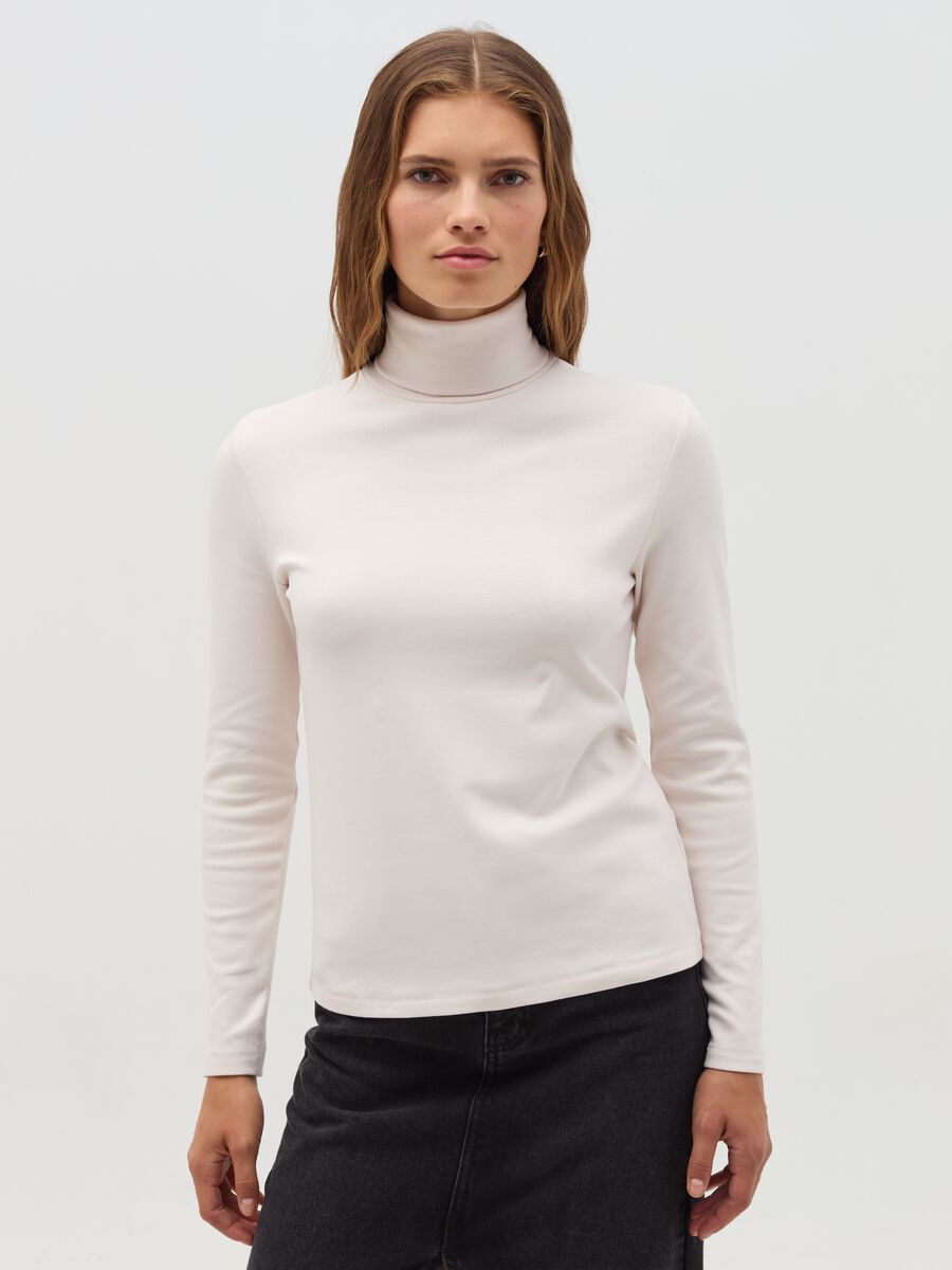 T-shirt with high neck and long sleeves_0