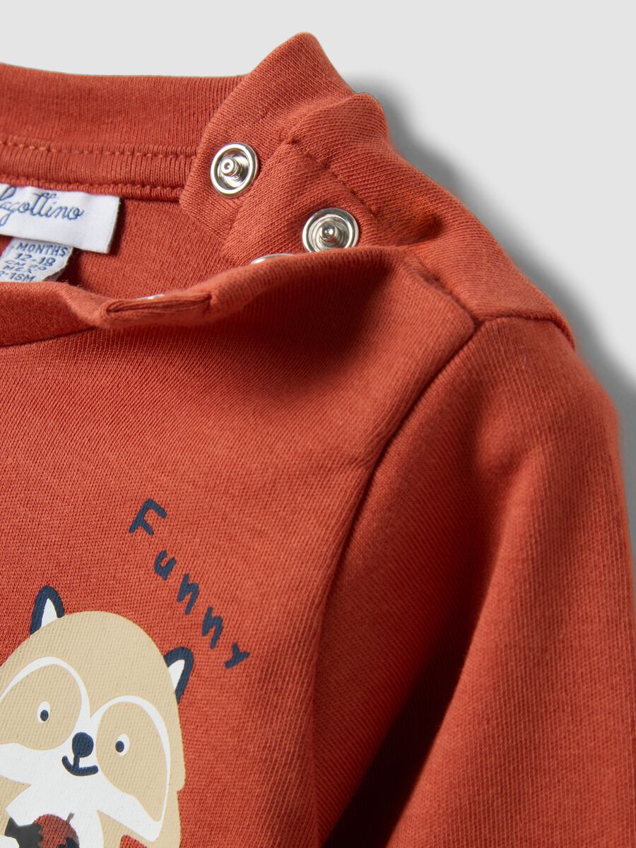 T-shirt arancione in puro cotone organico con stampa animaletti_3
