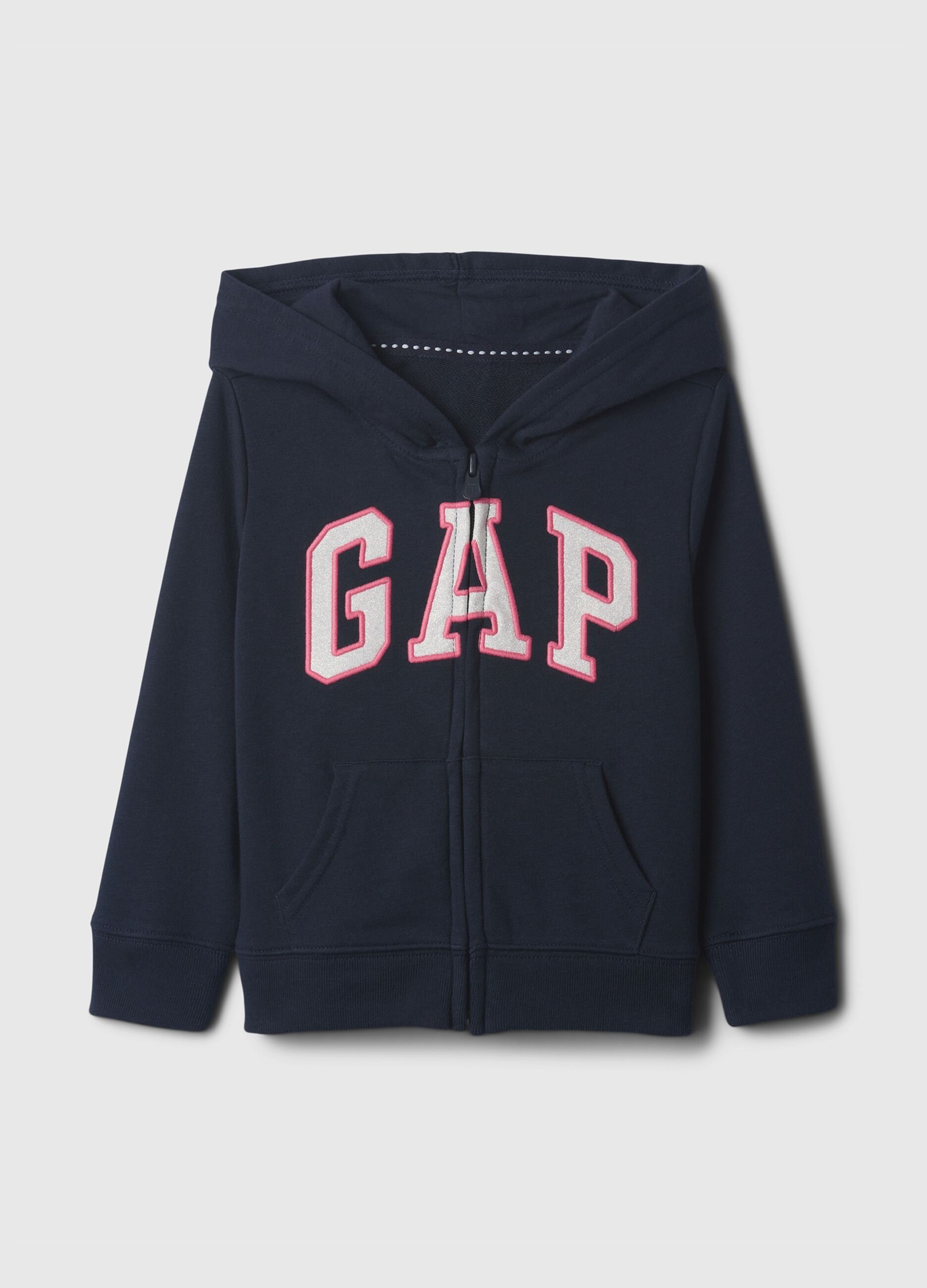 Full-zip sweatshirt with hood and logo embroidery