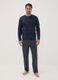Pigiama blu navy in puro cotone organico con girocollo_0