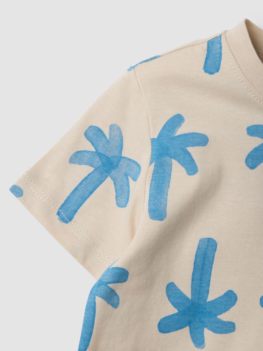 Beige organic cotton palm print T-shirt for boys_3