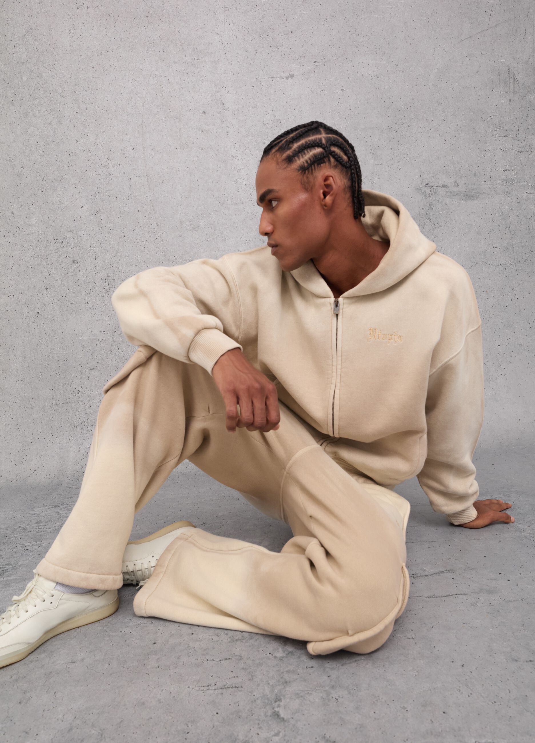 Sunfaded Zip Hoodie Vintage Sand