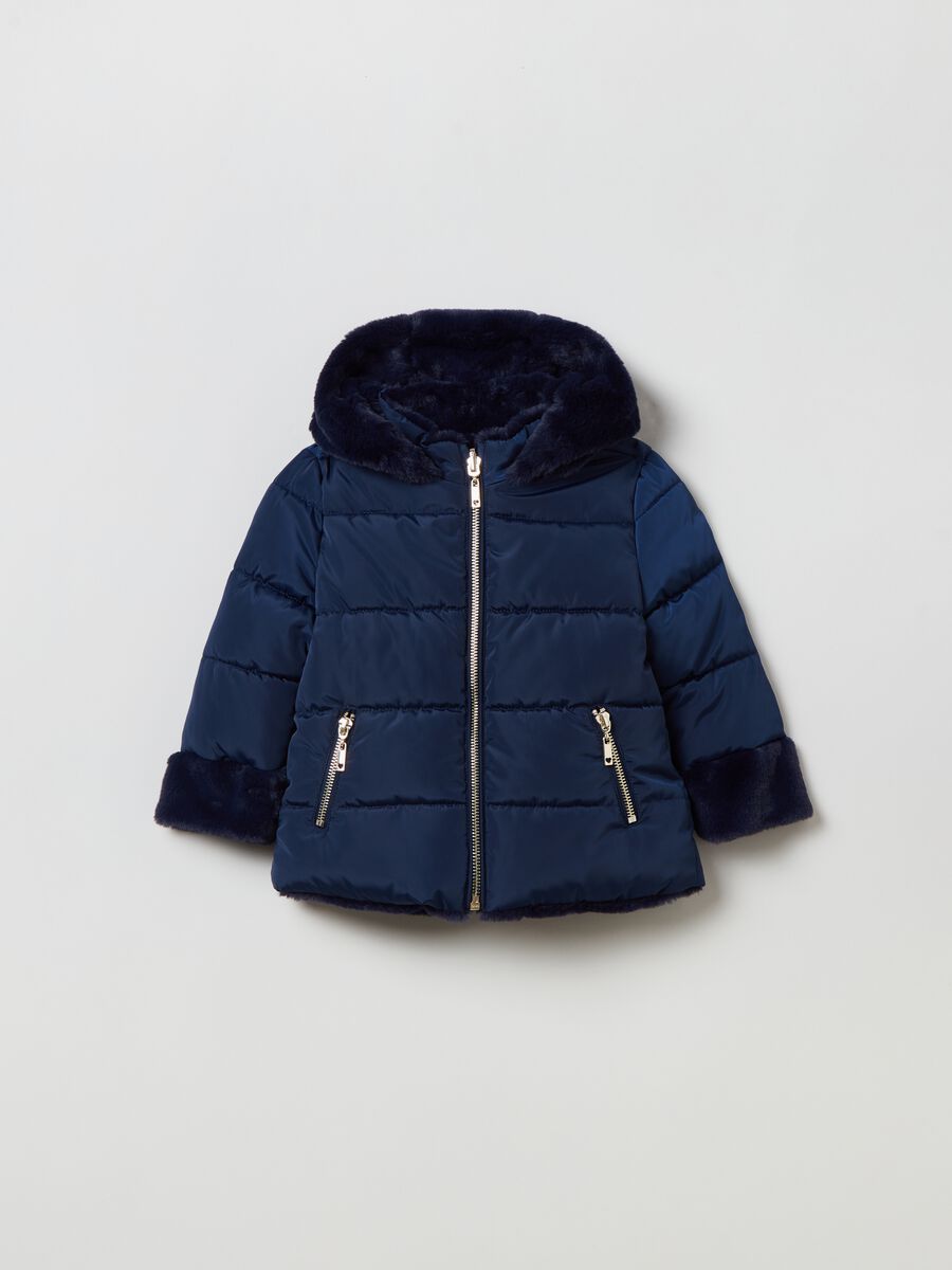 Padded jacket with faux fur lining_0
