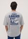 Grey pure cotton T-shirt with Lakers print_3
