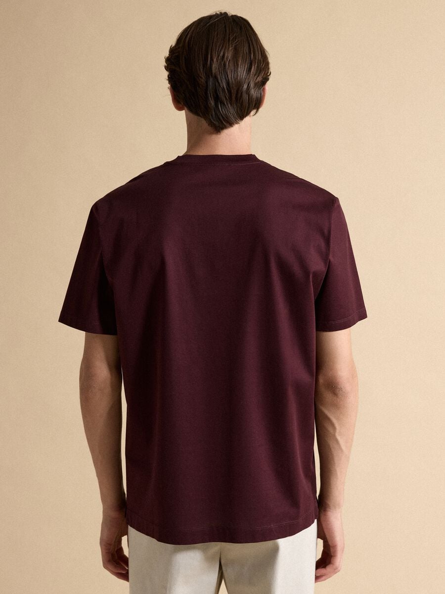 Red pure cotton jersey T-shirt with crew neck and relaxed fit_3