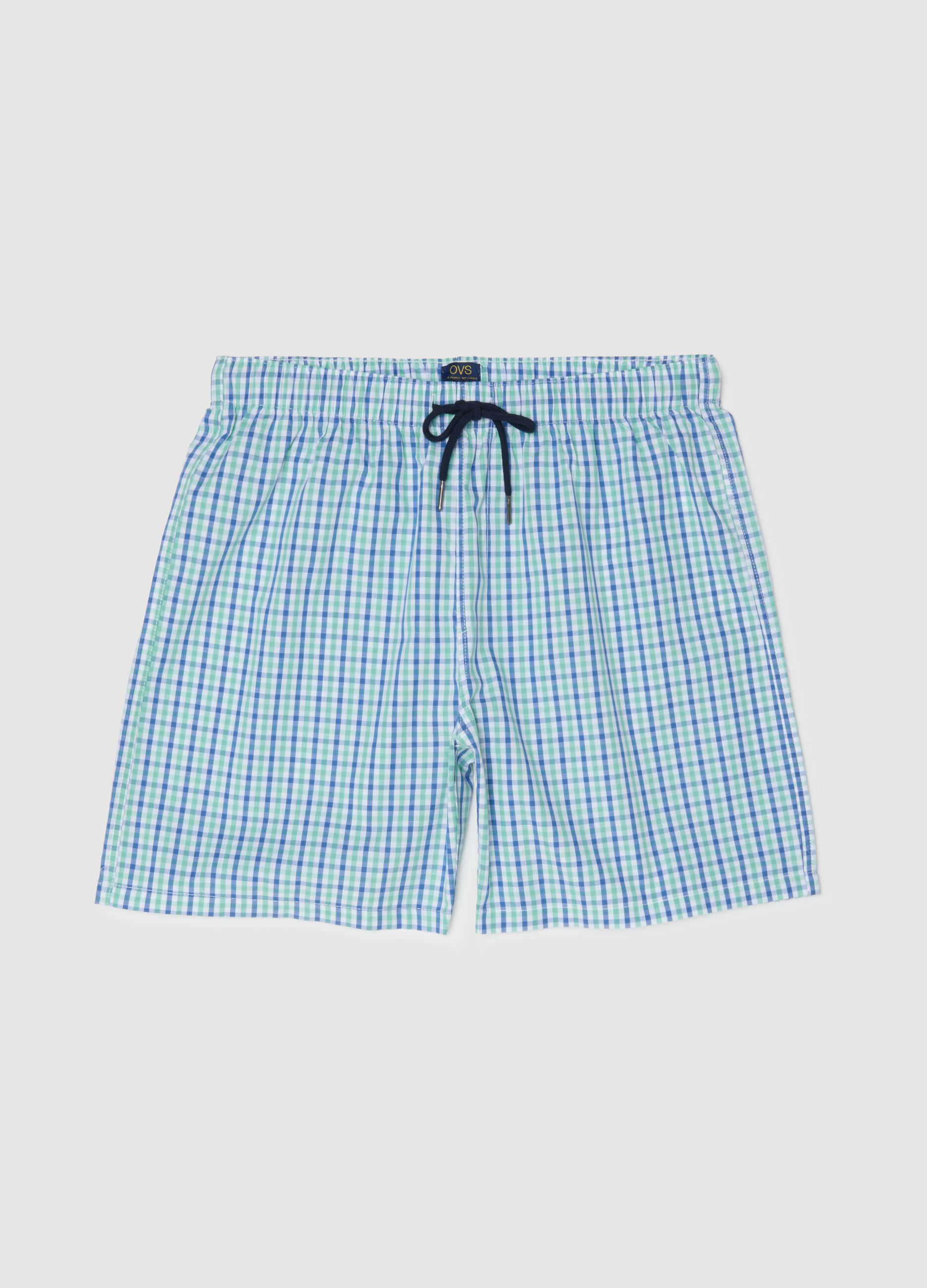 Multicolour checked pure cotton pyjama shorts, regular fit