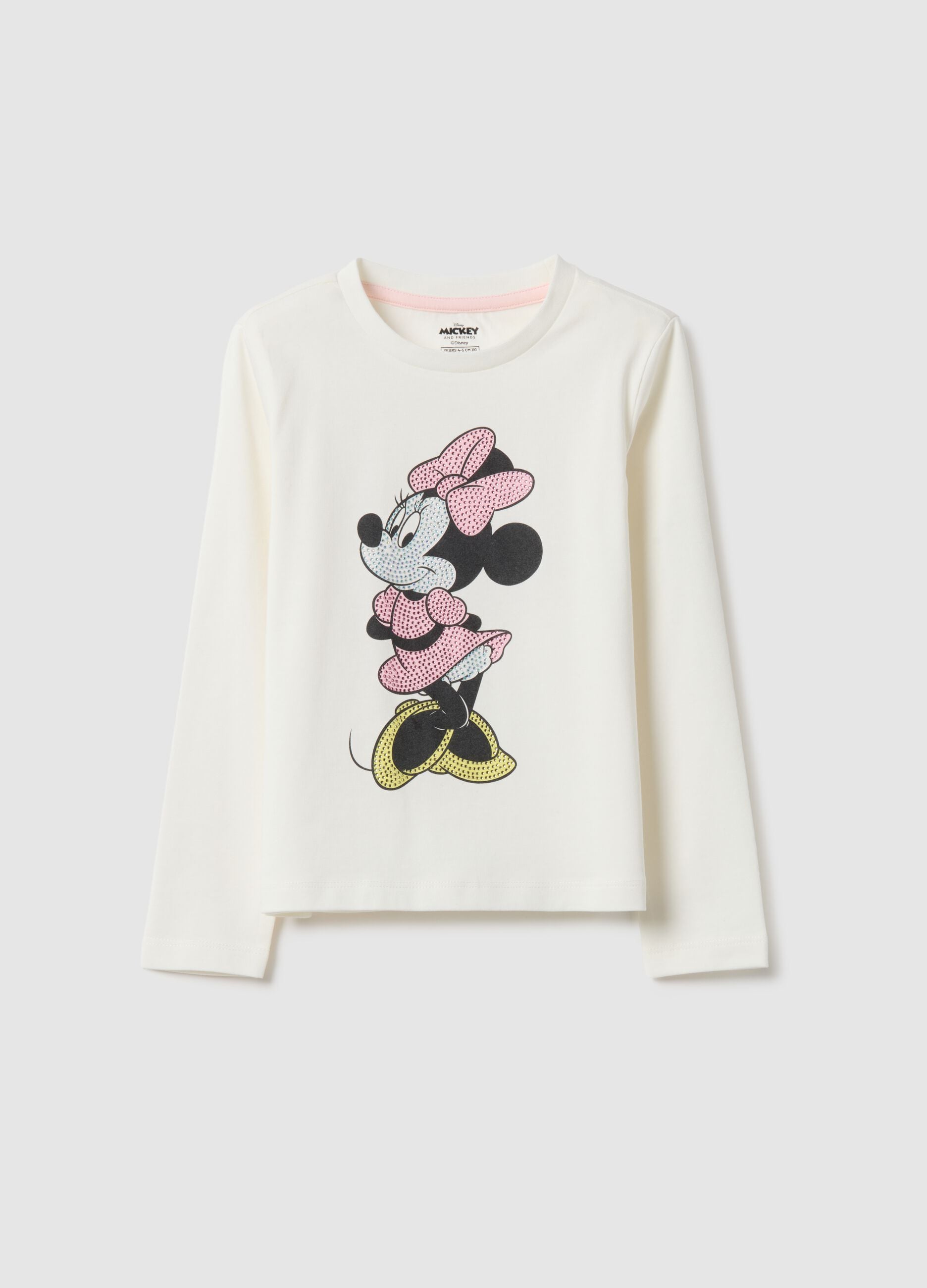 Wei&szlig;es M&auml;dchen T-Shirt aus elastischer Baumwolle mit Minnie, normaler Passform