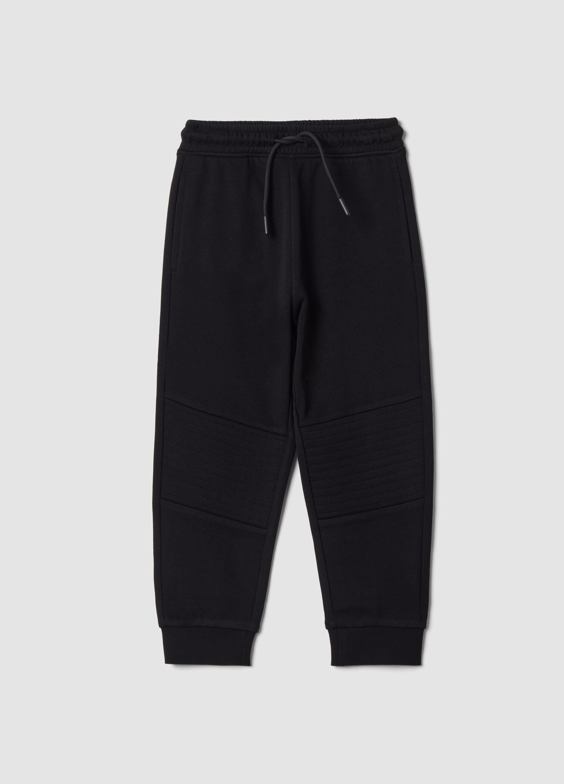 Pantaloni jogger neri in puro cotone regular fit