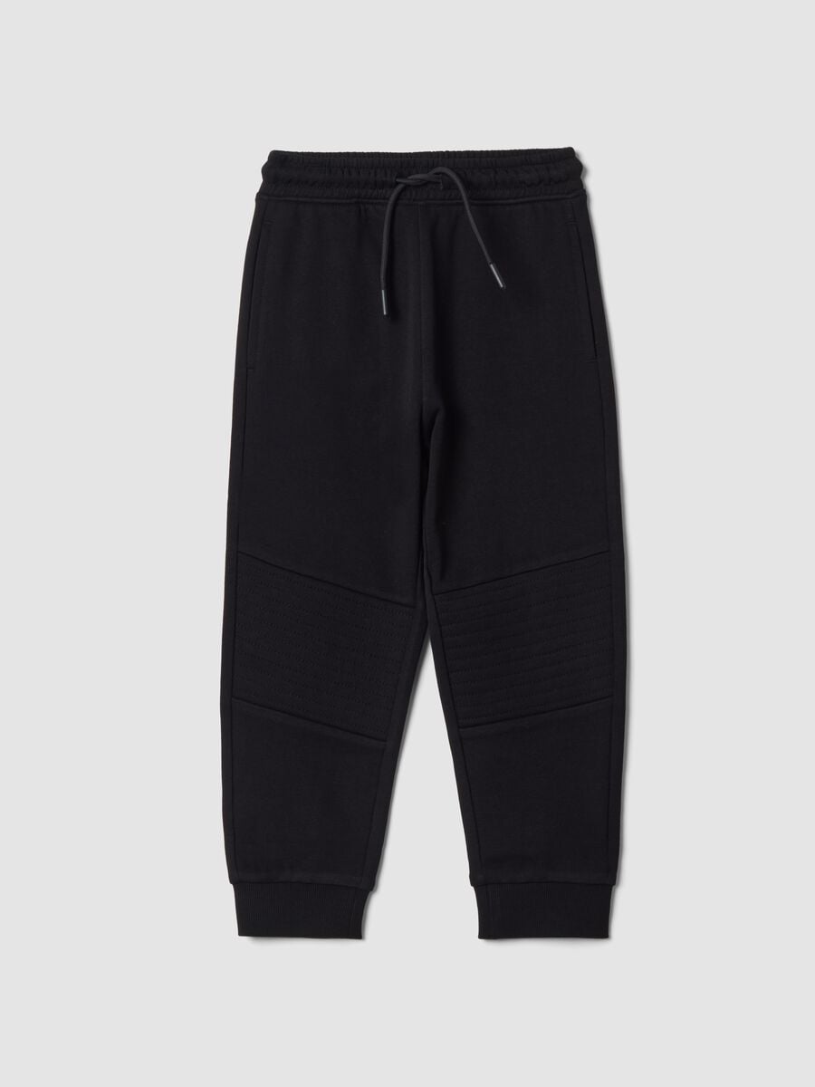 Pantaloni jogger neri in puro cotone regular fit_0
