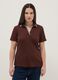 Short-sleeve brown pure cotton polo shirt regular fit_0