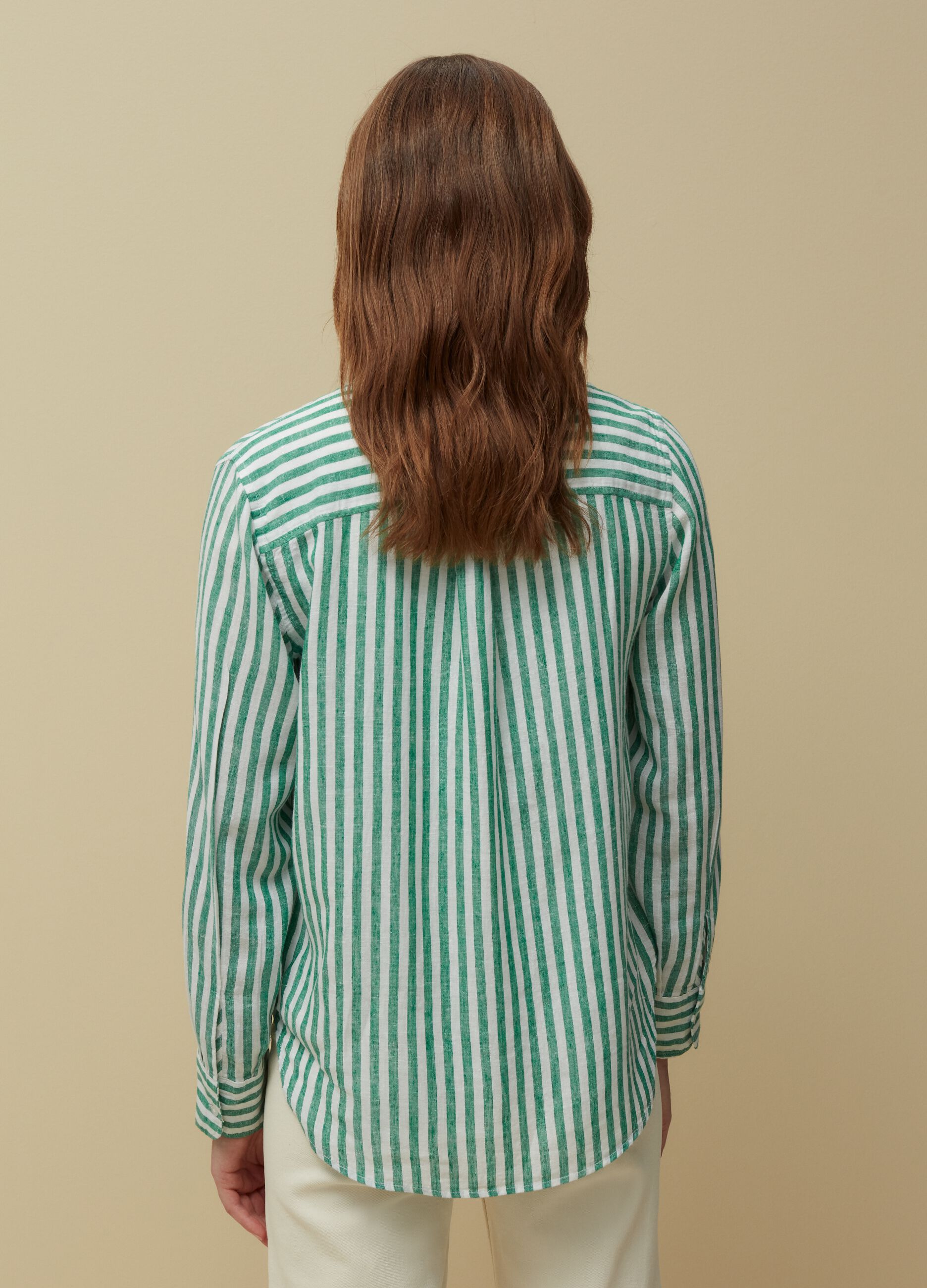 Camisa de lino y viscosa de rayas