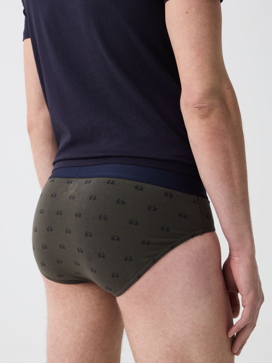 Three-pack briefs with crab print_1