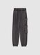 Girls' Regular Fit Grey Cotton Blend Cargo Jogger Trousers_3