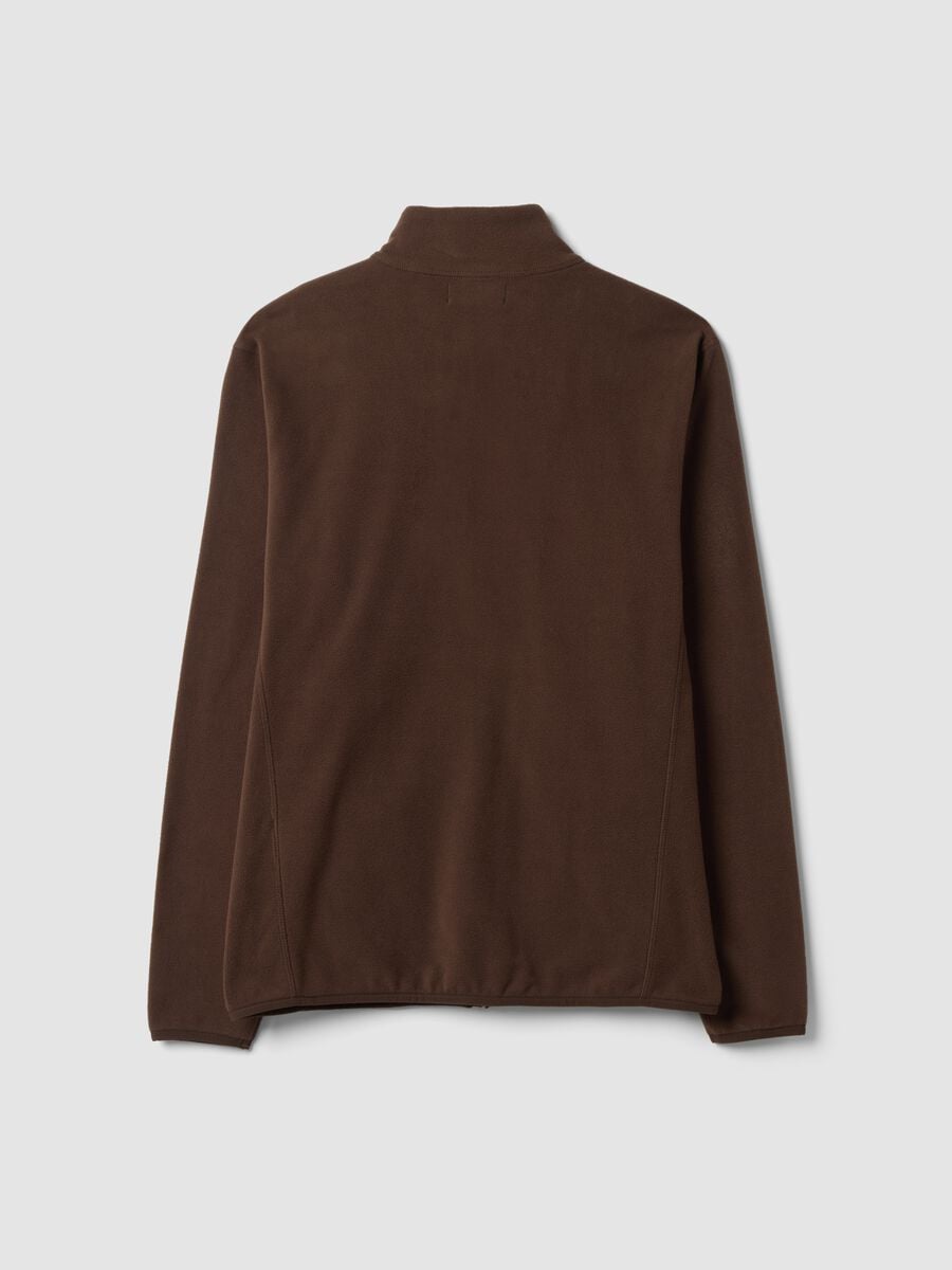 Felpa marrone con colletto e zip regular fit in pile_2