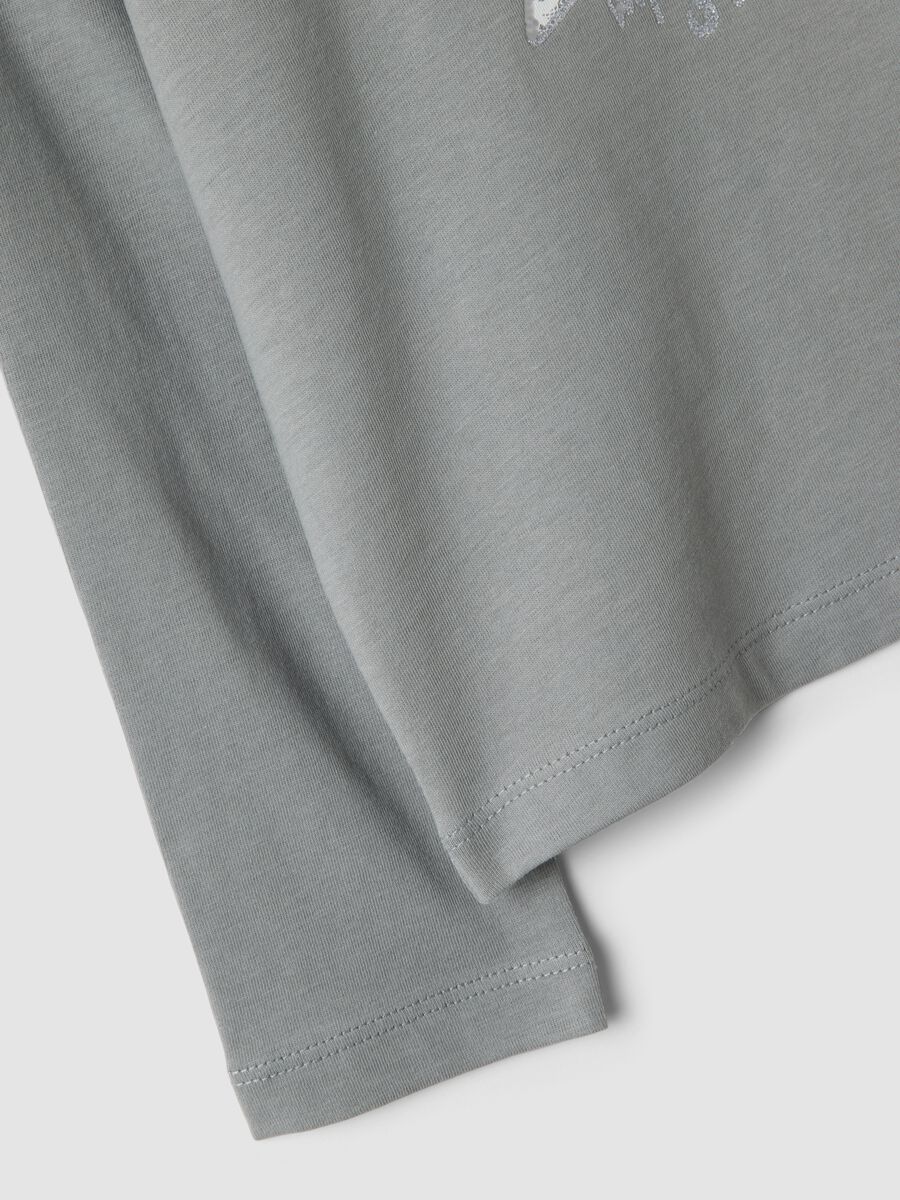 Grey organic cotton T-shirt with front print for girls_1